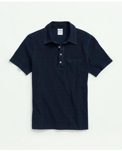 Vintage Pique Indigo Short-Sleeve Polo Shirt, image 1