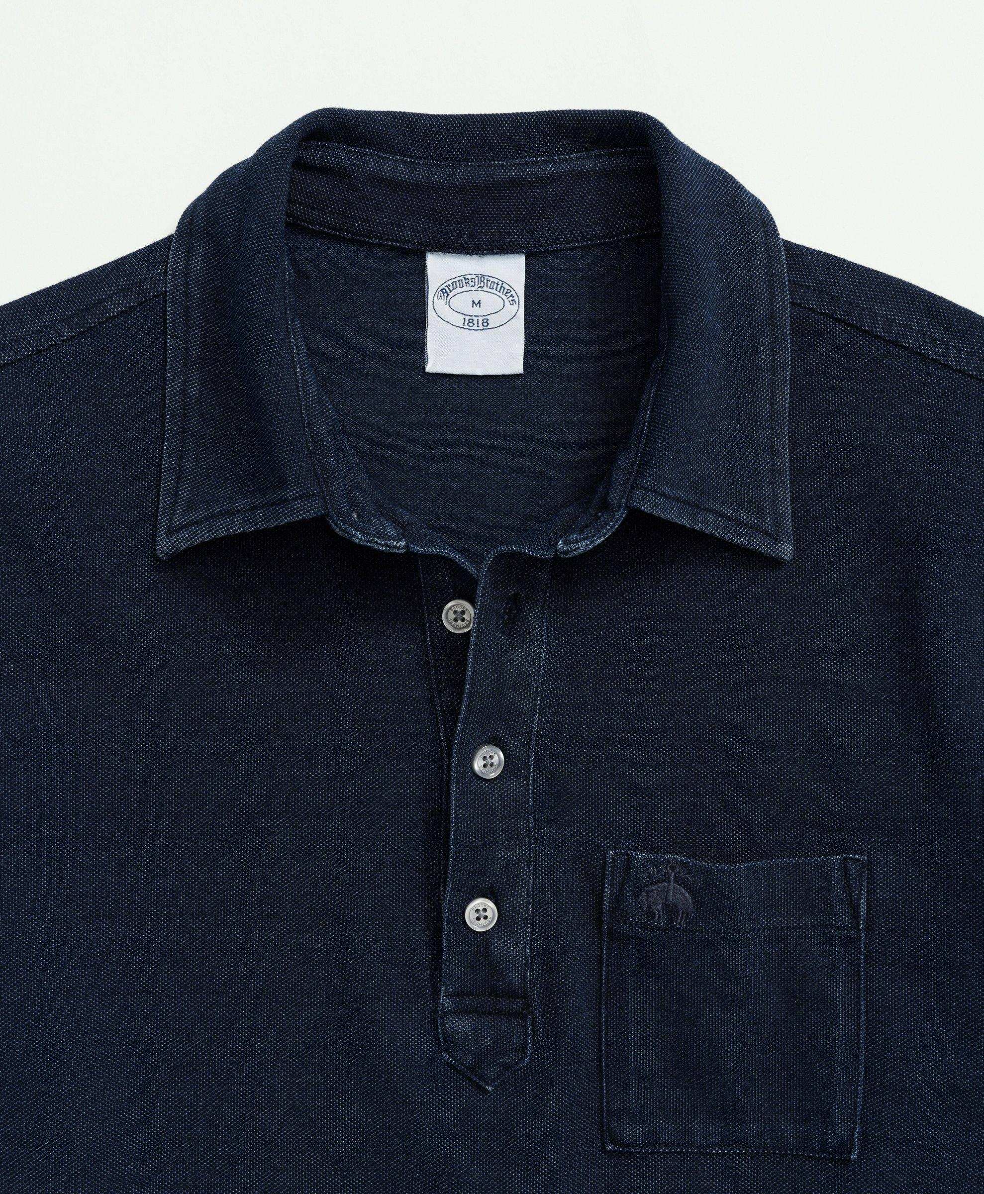 Vintage Pique Indigo Short-Sleeve Polo Shirt