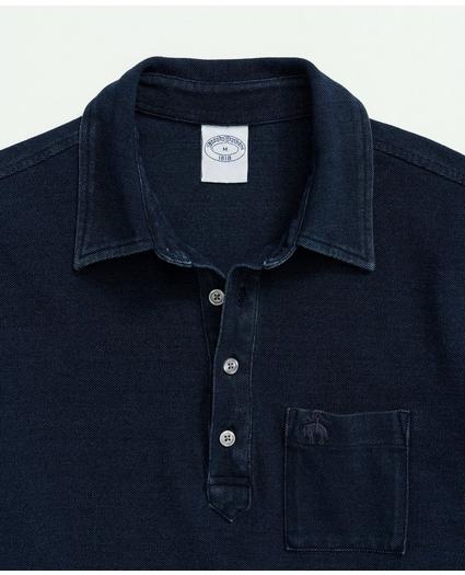 Vintage Pique Indigo Short-Sleeve Polo Shirt, image 2