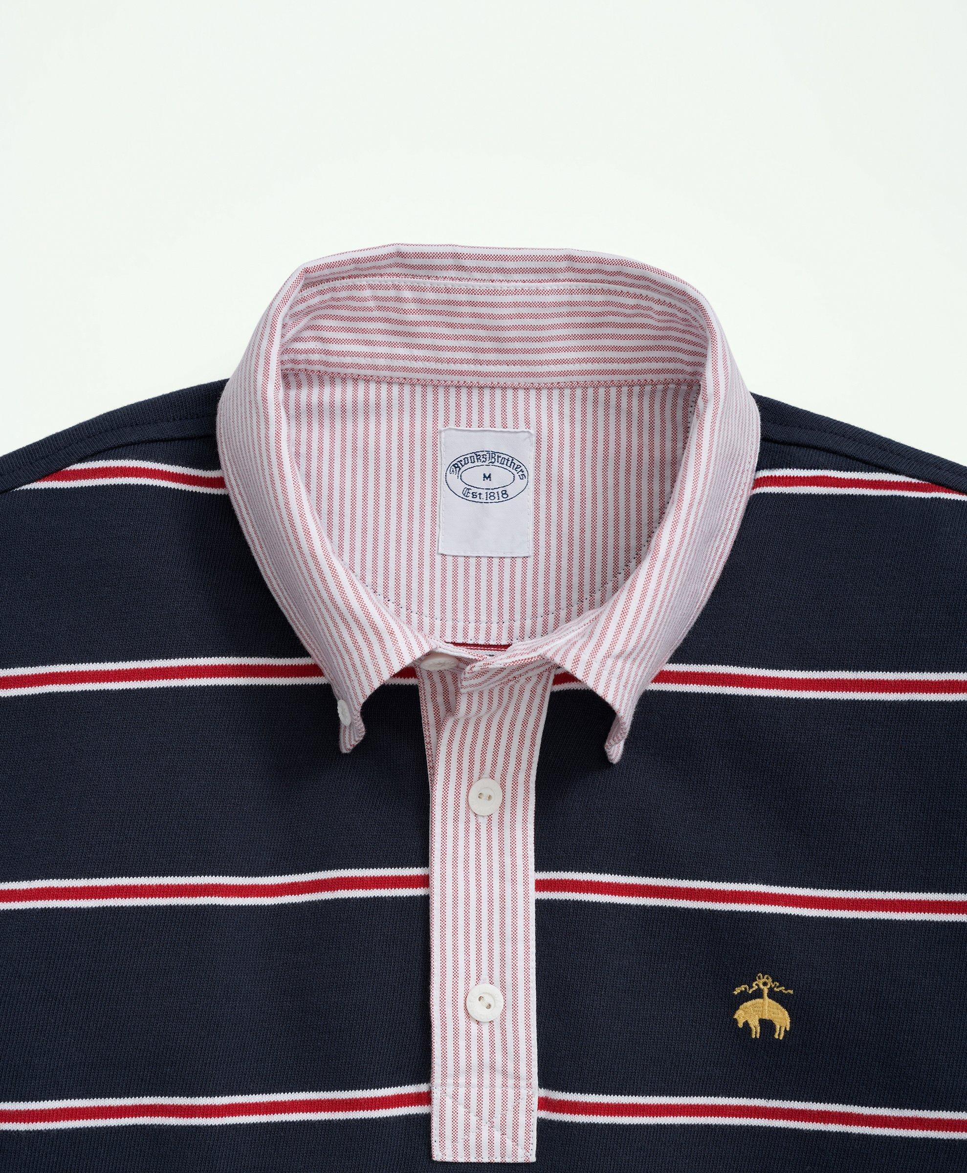 Stripe Accent Monogram T-Shirt - Luxury Red