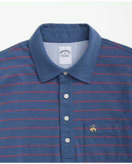 Peached Cotton Striped Vintage Polo Shirt, image 2
