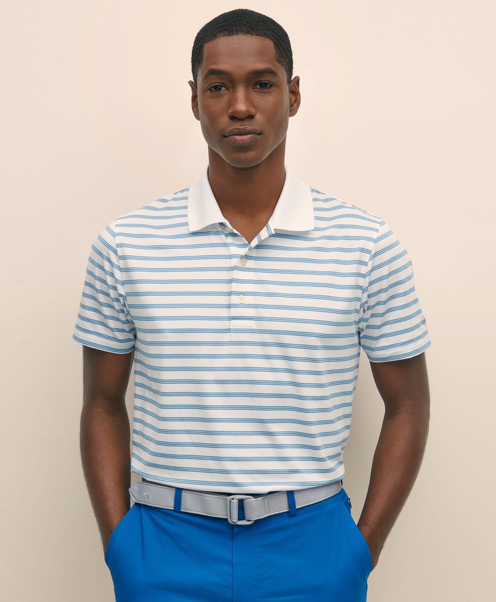 Brooks Brothers Performance Series Stripe Polo In White