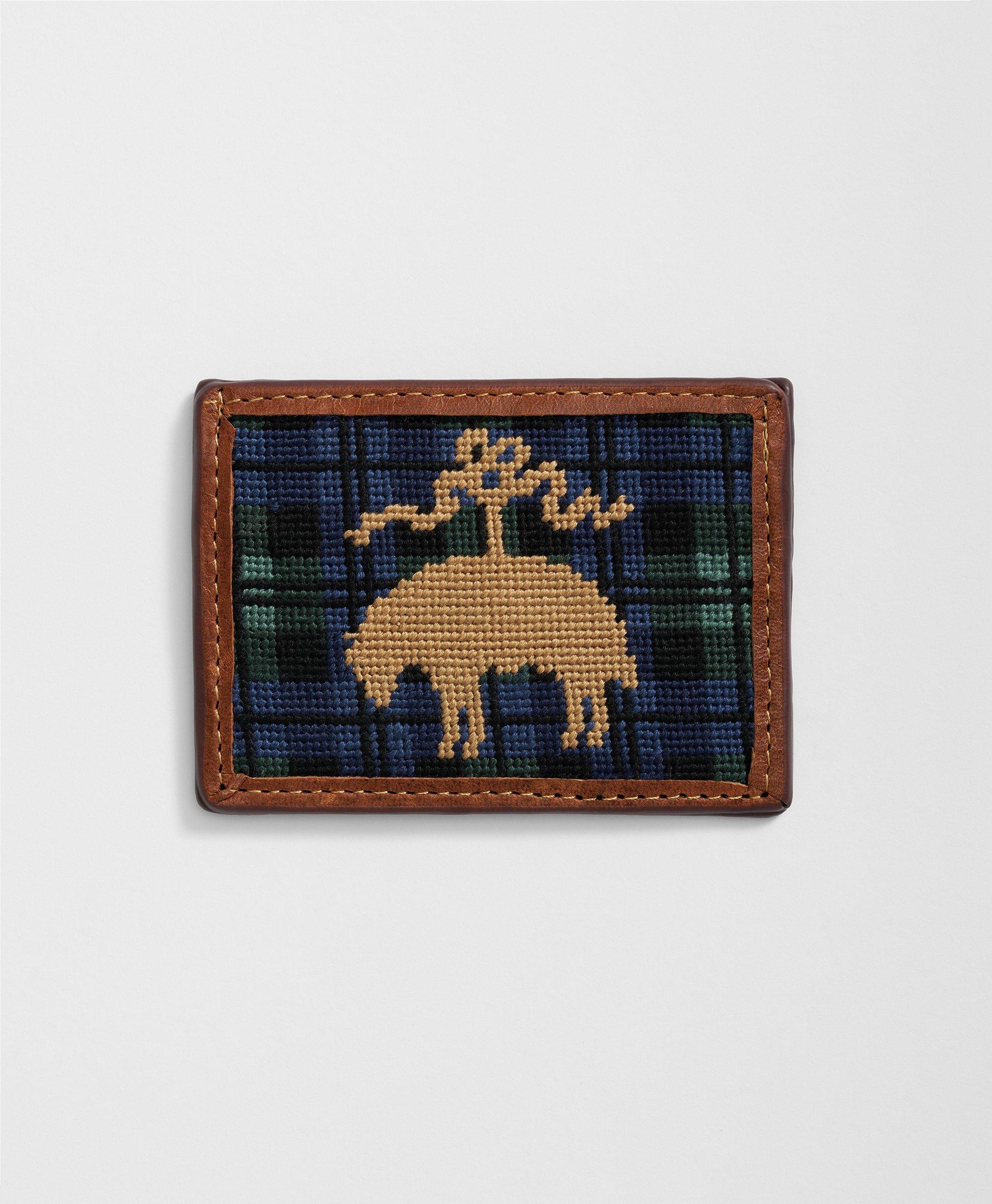 Brooks Brothers Smathers & Branson Cotton Needlepoint Golden Fleece Holiday Card Case In Multicolor