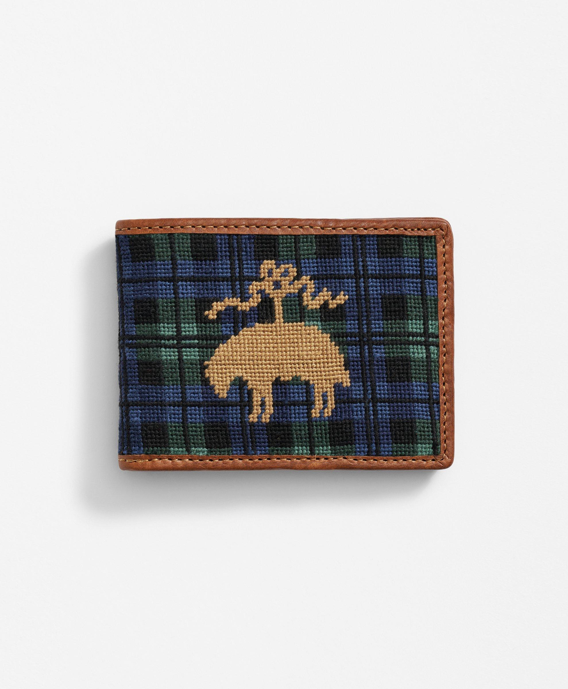 Brooks Brothers Smathers & Branson Cotton Needlepoint Golden Fleece Black Watch Wallet In Multicolor