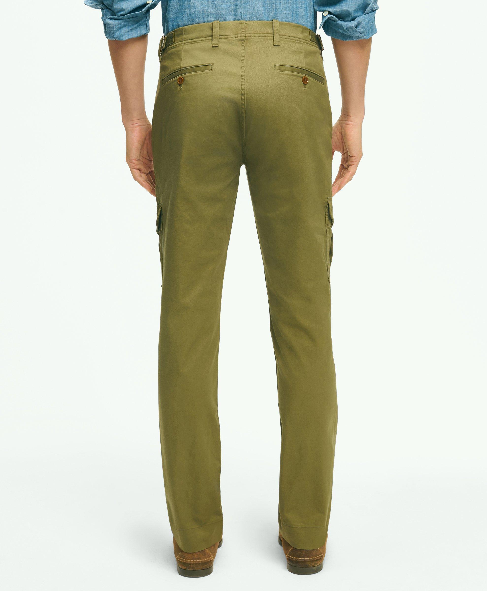 Brooks Brothers Men's Washed Cotton Stretch Cargo Pants, Olive