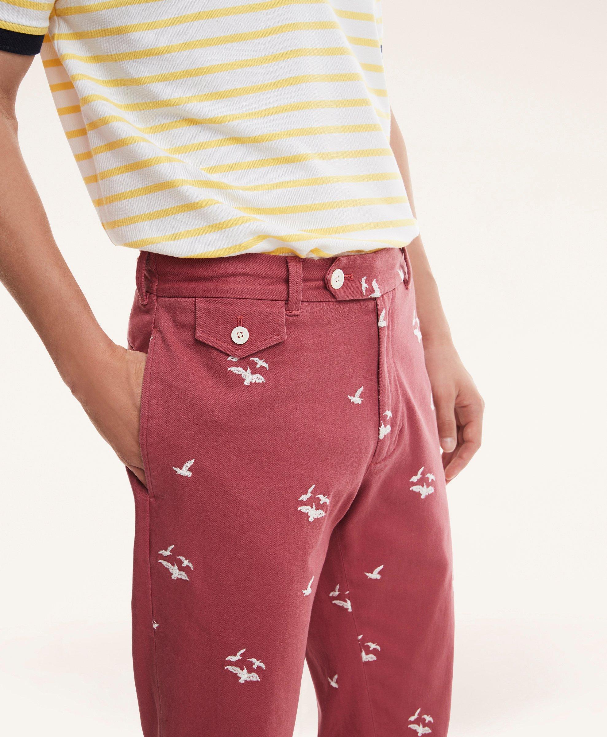 Milano Slim-Fit Stretch Cotton Seagull Embroidered Chinos, image 2
