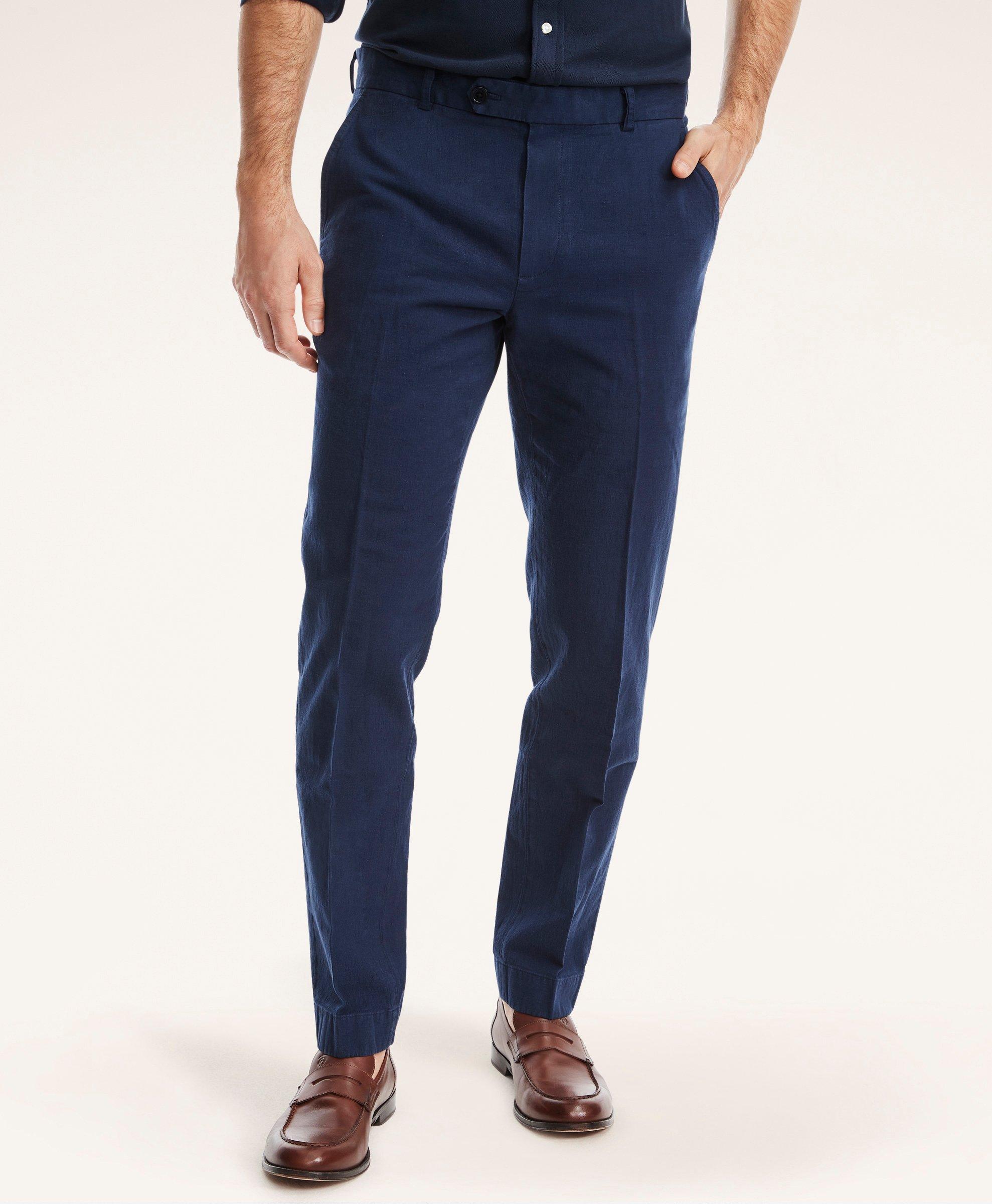 Milano Slim-Fit Stretch Cotton Linen Chino Pants, image 1