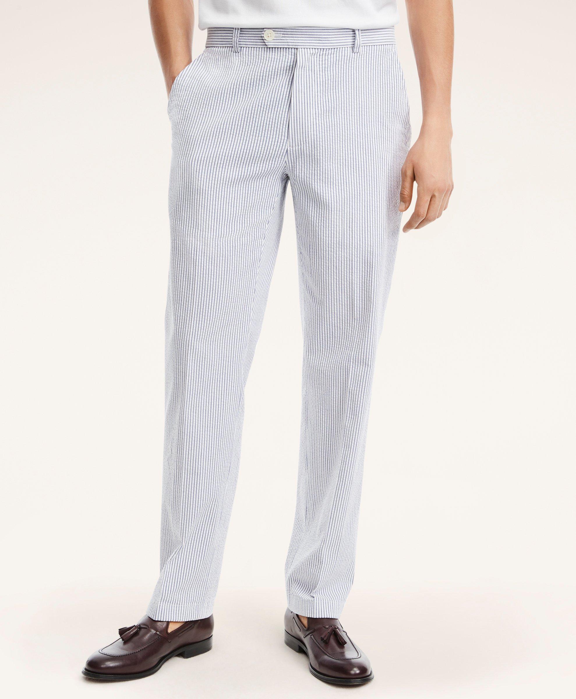 Milano Slim-Fit Cotton Seersucker Stripe Pants