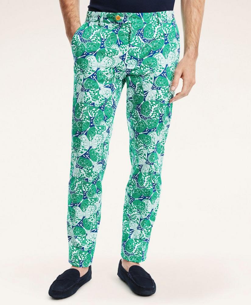 Milano Slim-Fit Stretch Cotton Butterfly Print Chino Pants, image 1