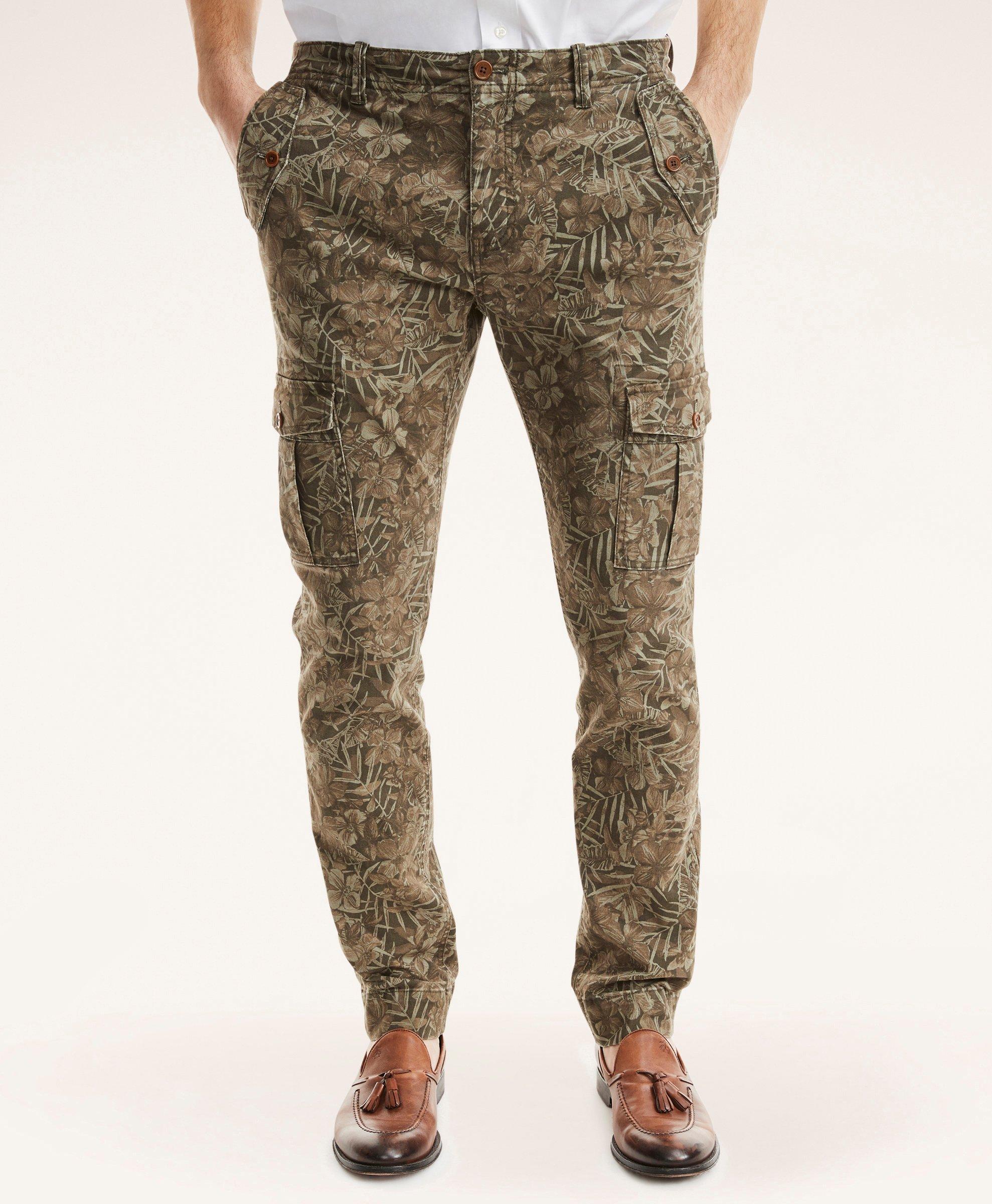 Cotton Canvas Floral Camouflage Pants