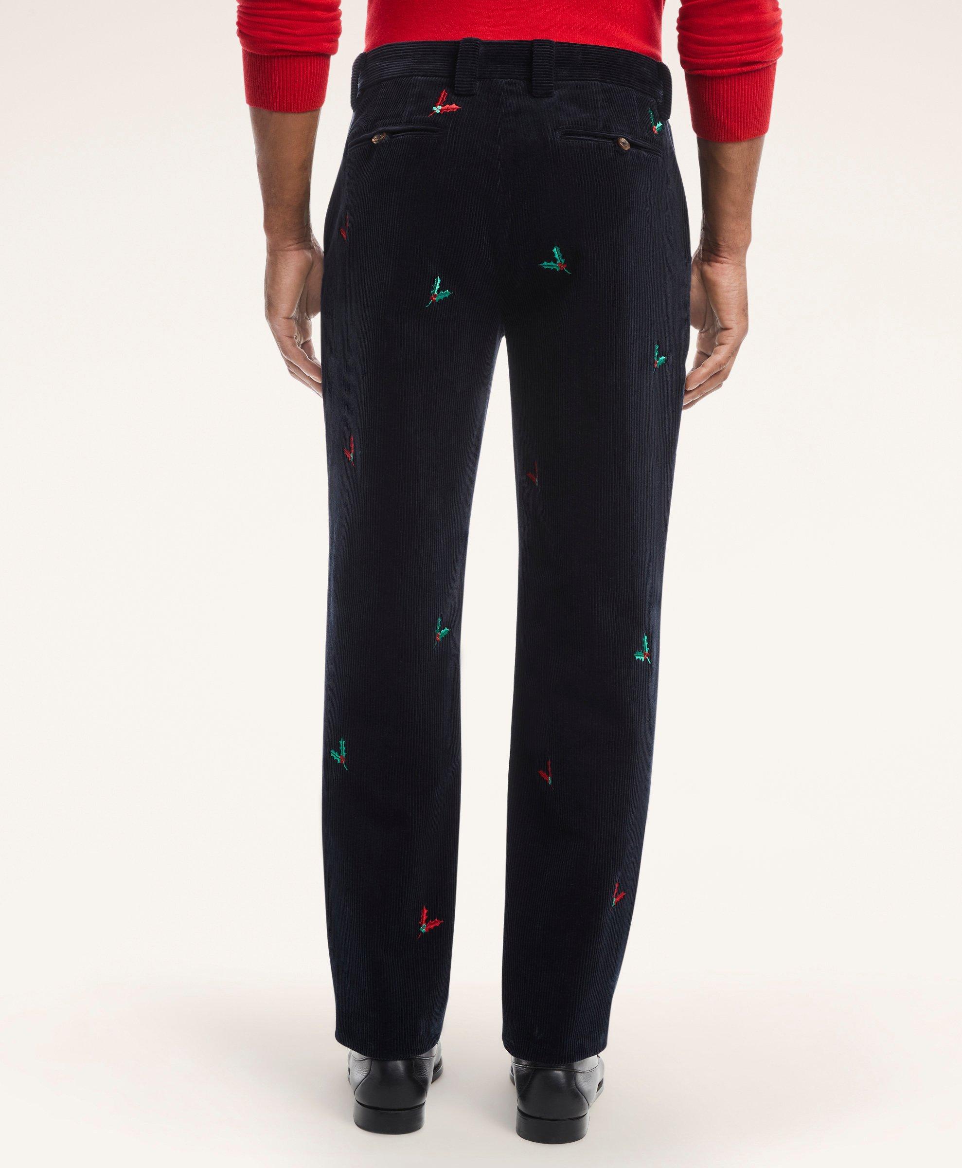 Mens embroidered clearance christmas pants