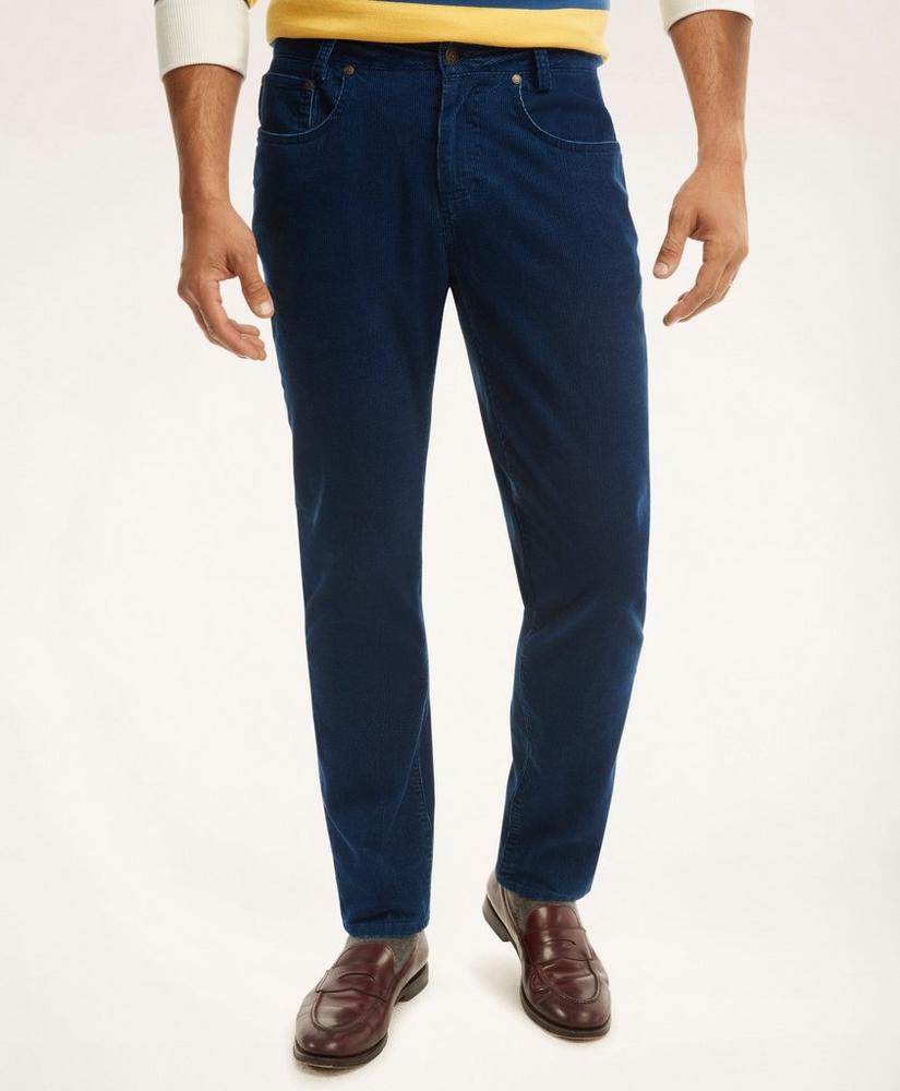 Medium Wale Indigo-Dyed 5-Pocket Corduroy Pants, image 1