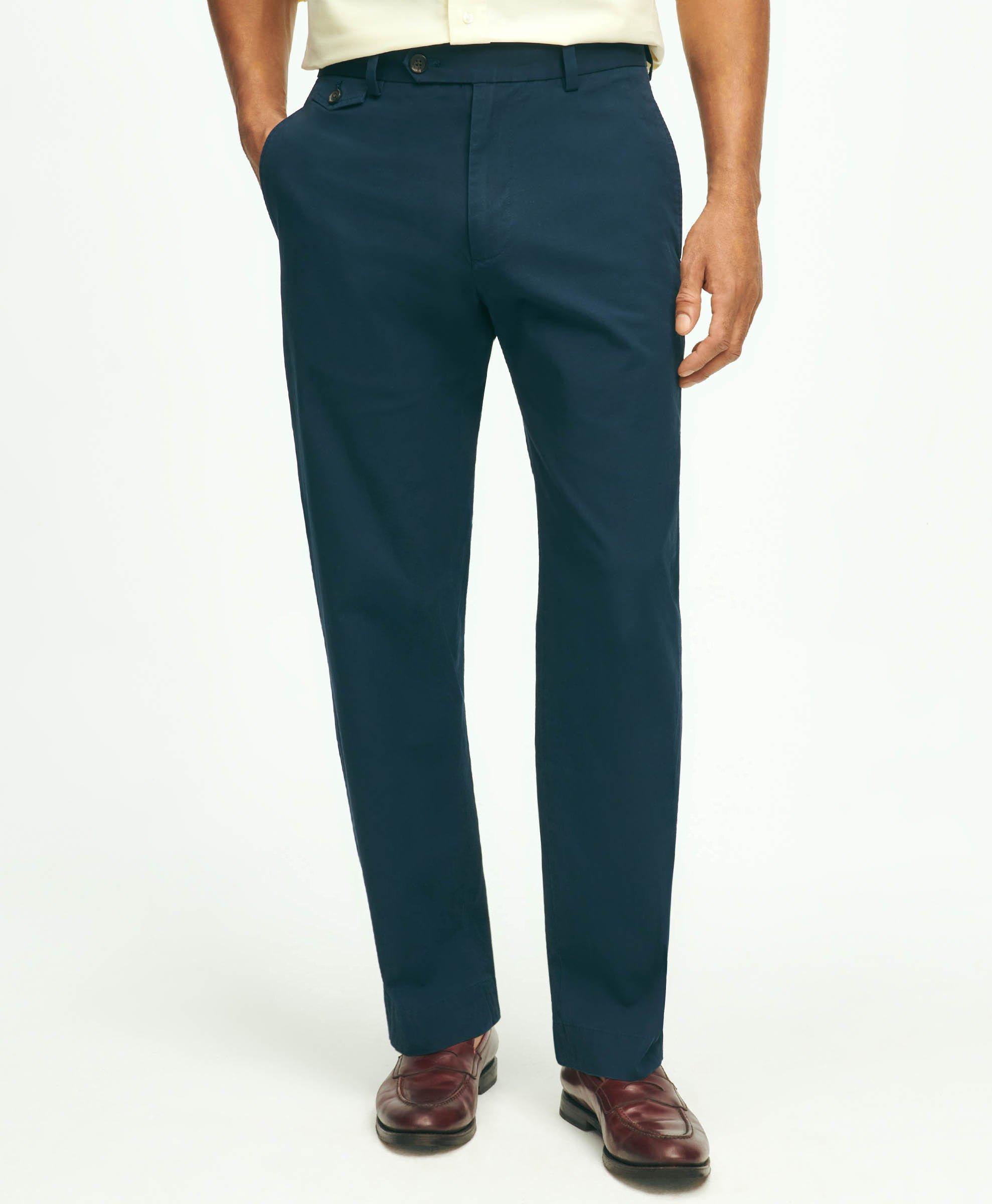 Navy Blue Straight Cotton Pants, Solid Navy Blue Straight Pants