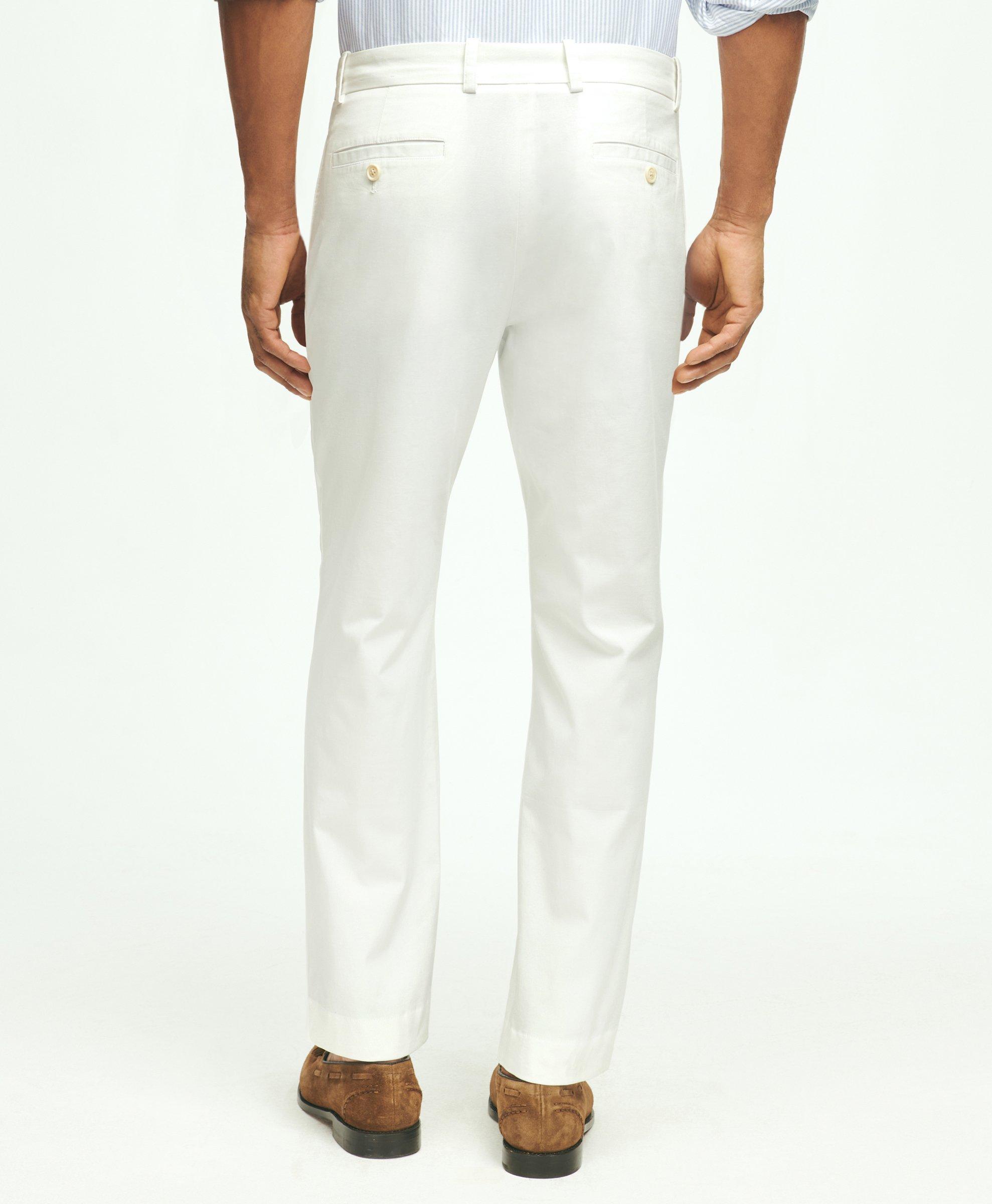 Ivory, Cotton Stretch Slim Trousers