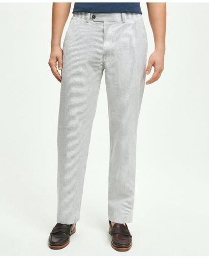 Clark Straight-Fit Washed Stretch Cotton Seersucker Pants, image 1
