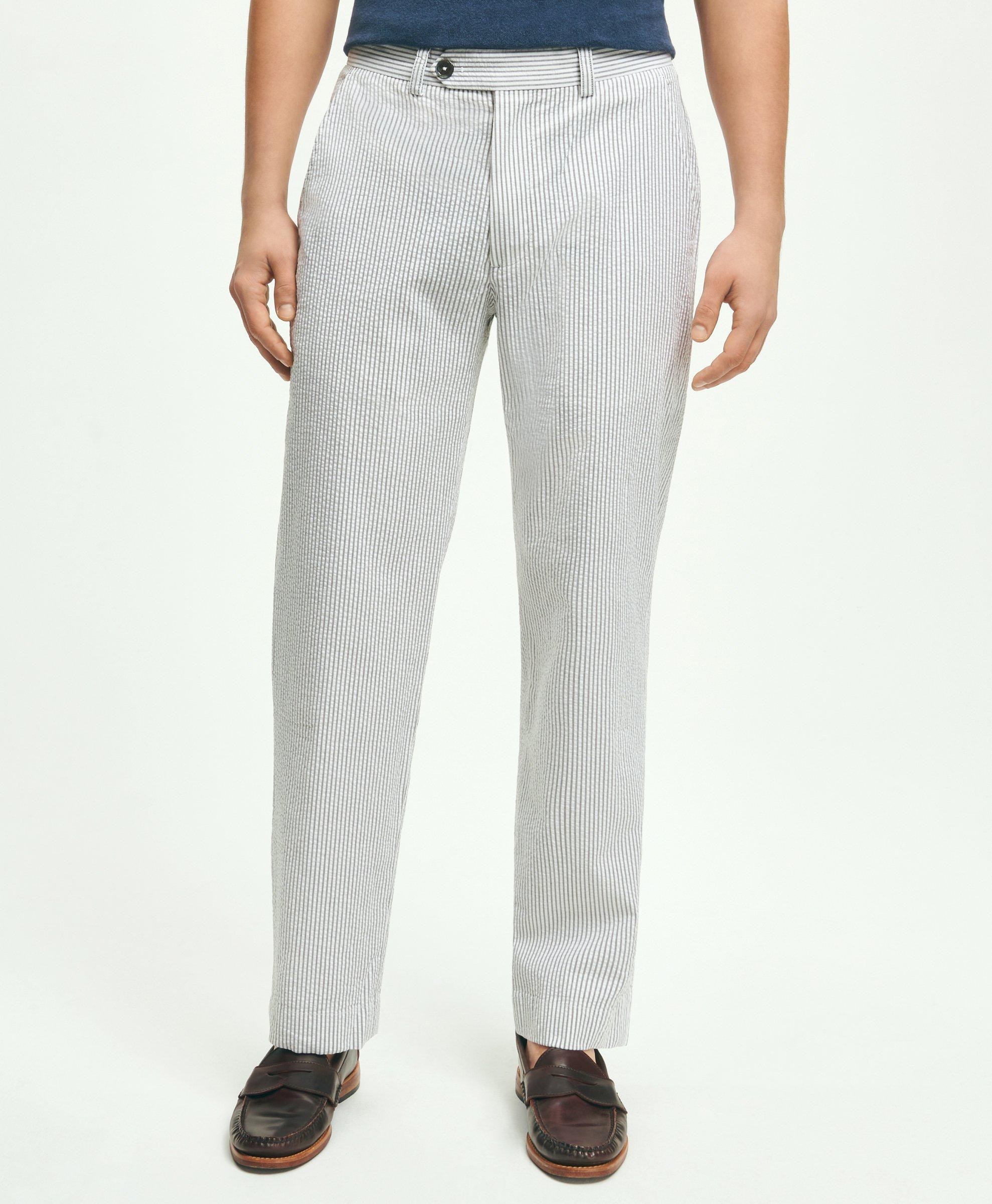 Clark Straight-Fit Washed Stretch Cotton Seersucker Pants