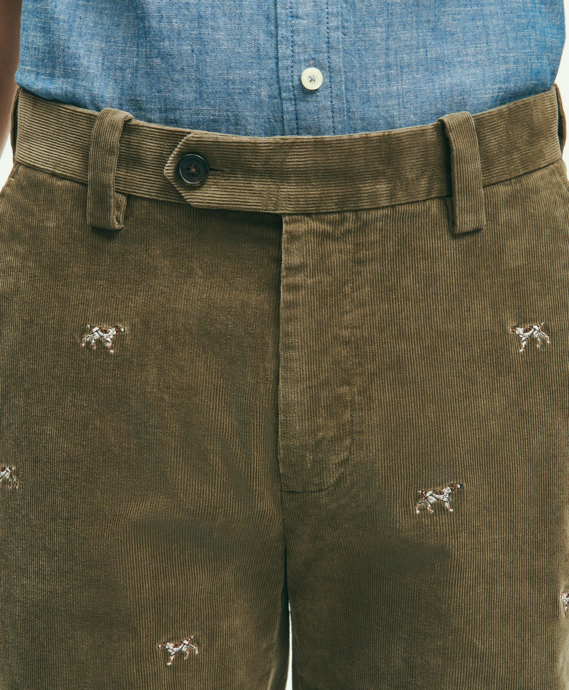 Embroidered Corduroy Pants