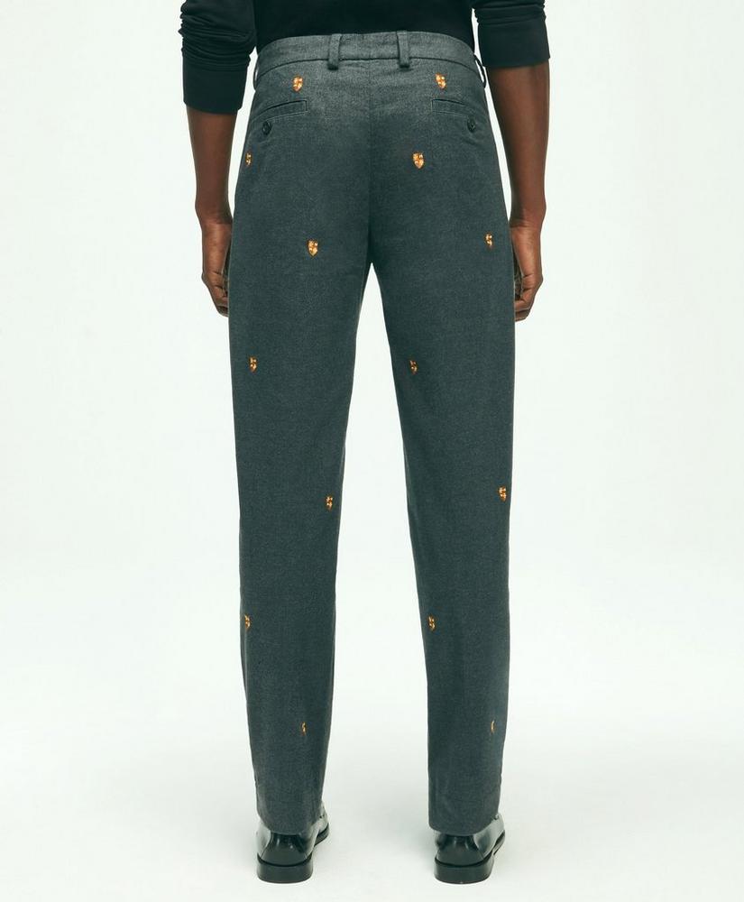 Stretch Cotton Shield Embroidered Flannel Pants, image 3