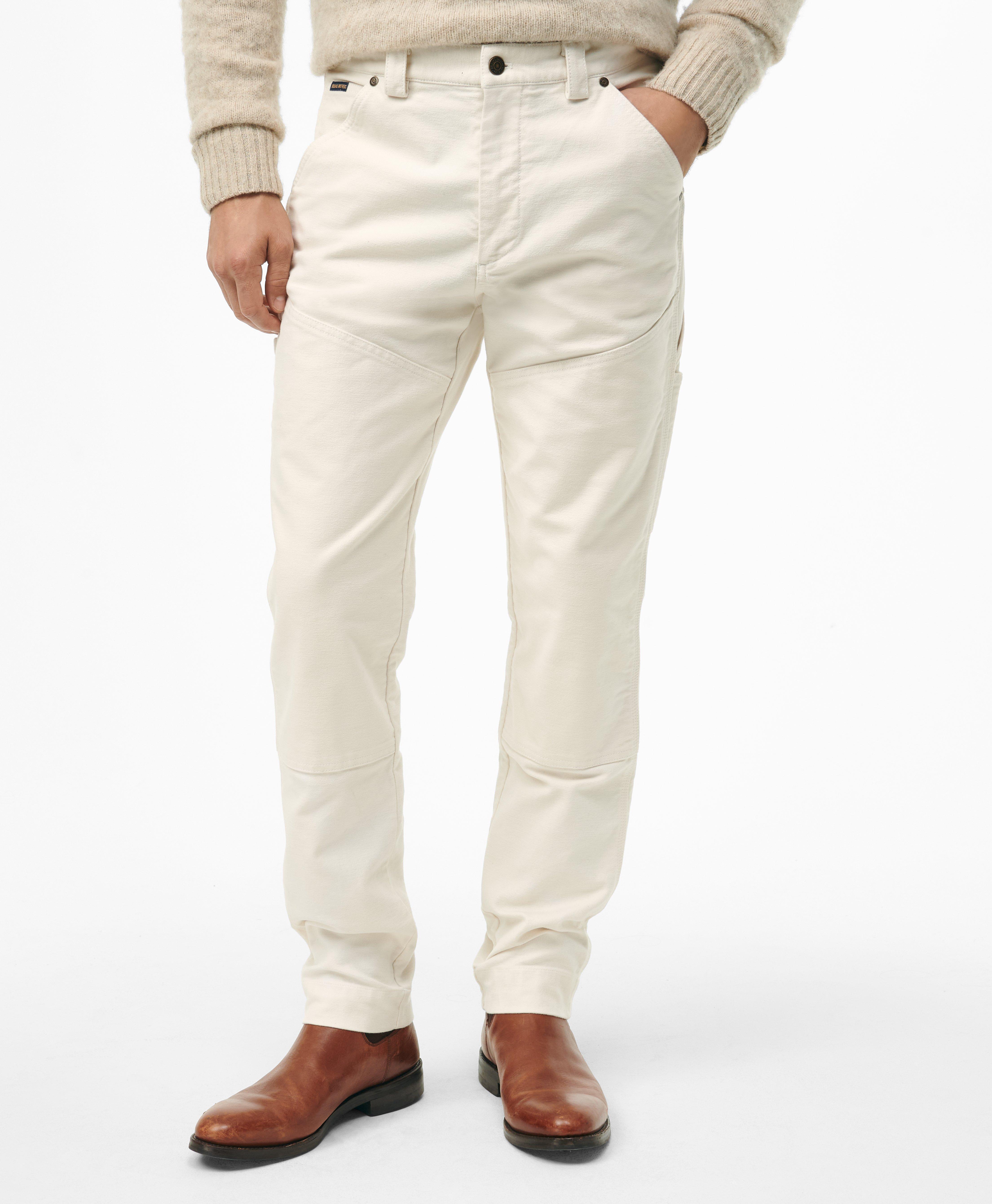 Brooks Brothers Slim Carpenter Pants In Cotton Twill In Natural
