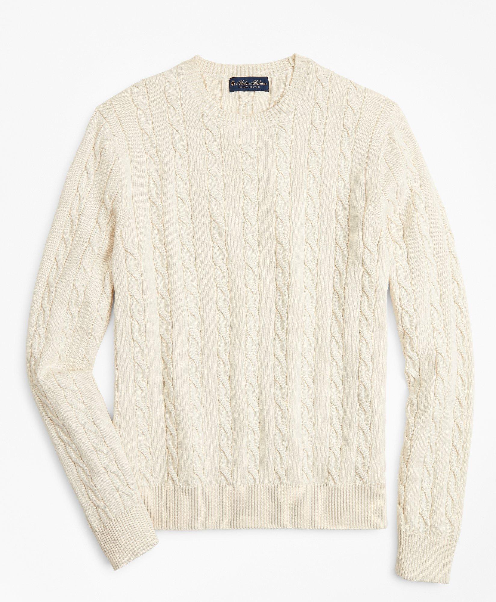 Supima Cotton Cable Crewneck Sweater