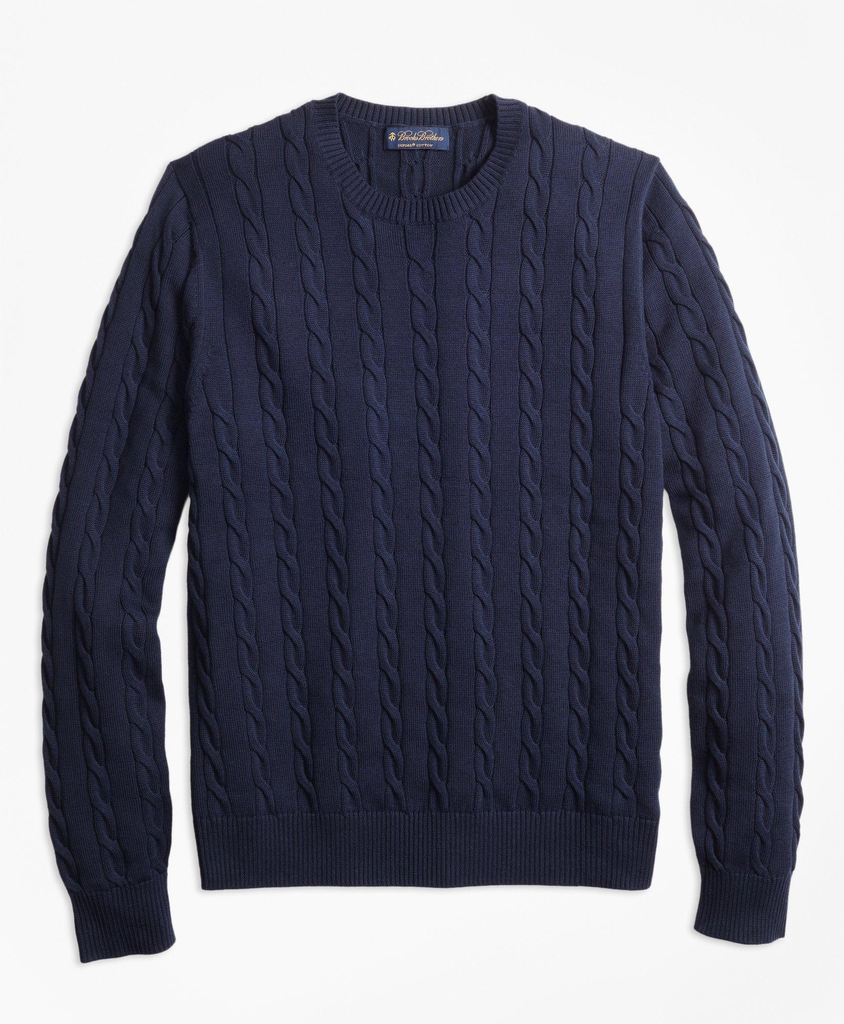 Supima Cotton Cable Crewneck Sweater