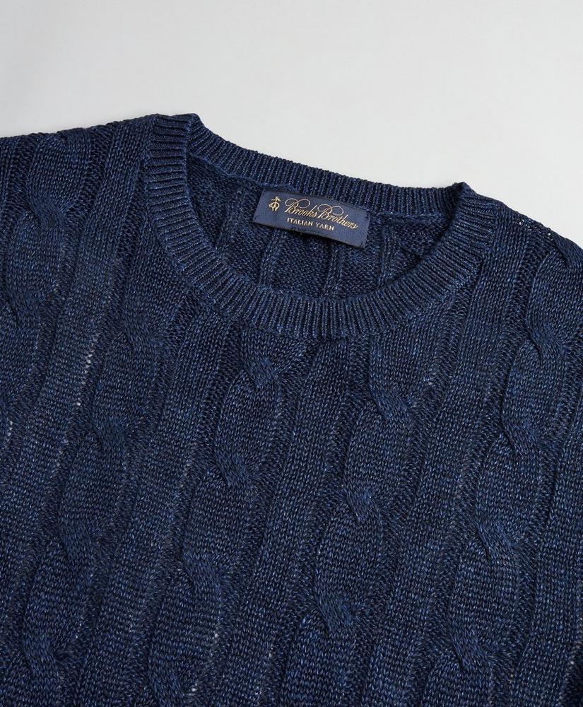 Linen Cable Crewneck Sweater, image 2