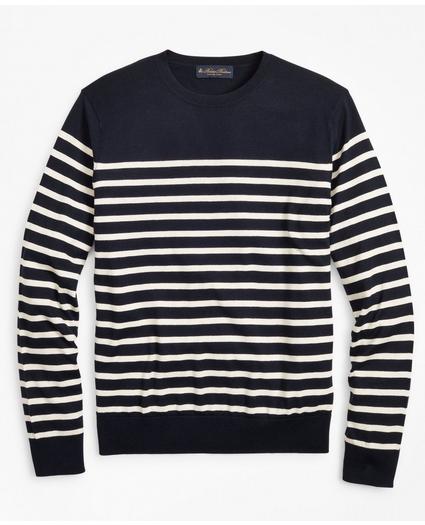 Silk and Cotton Stripe Crewneck Sweater, image 1