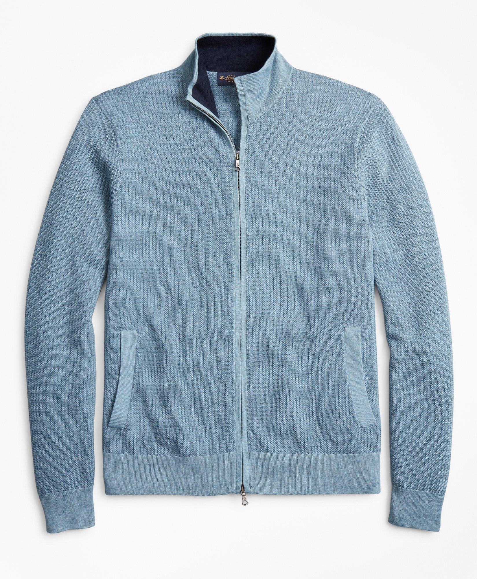 Supima Cotton Textured Full Zip Sweater