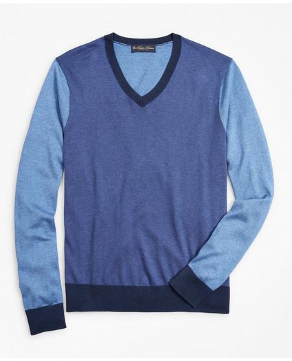 Silk and Cotton Color-Block V-Neck Sweater, image 1