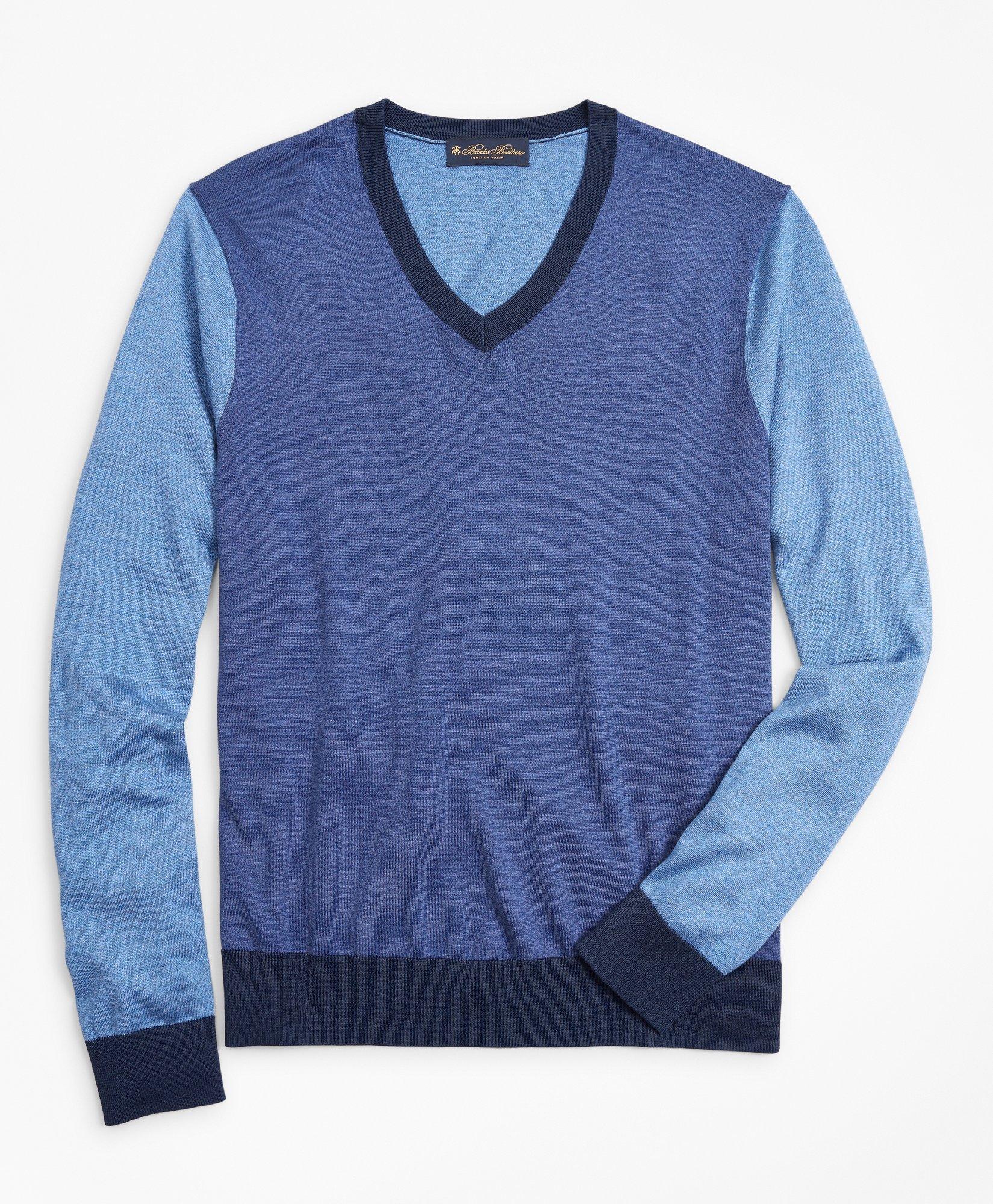 Brooks Brothers Silk Viscose Crewneck Sweater in Blue