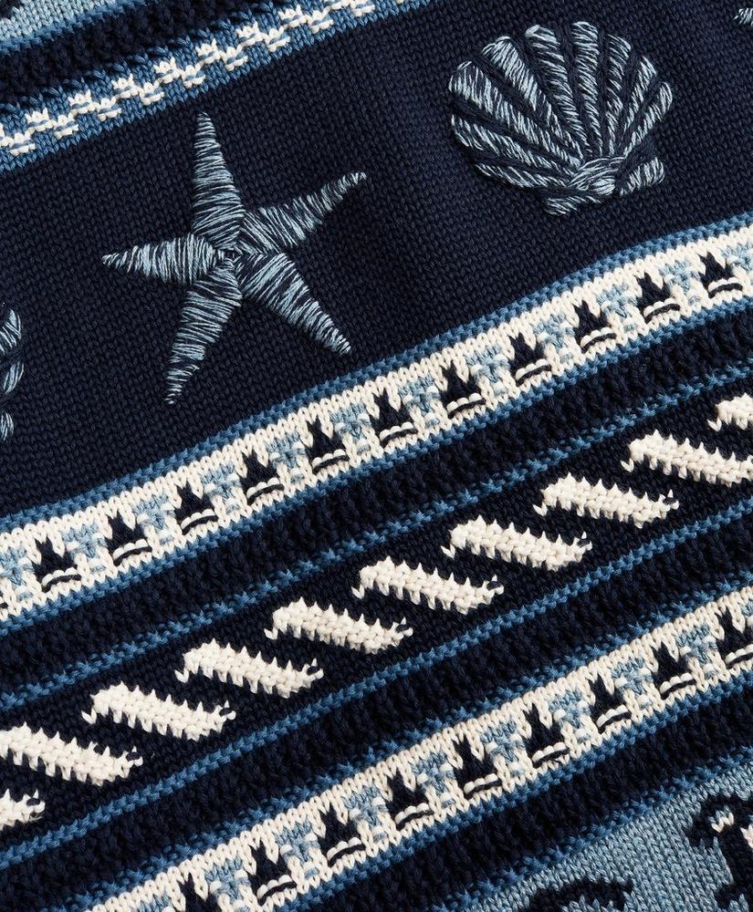 Supima® Cotton Nautical Motif Fair Isle Crewneck Sweater, image 3