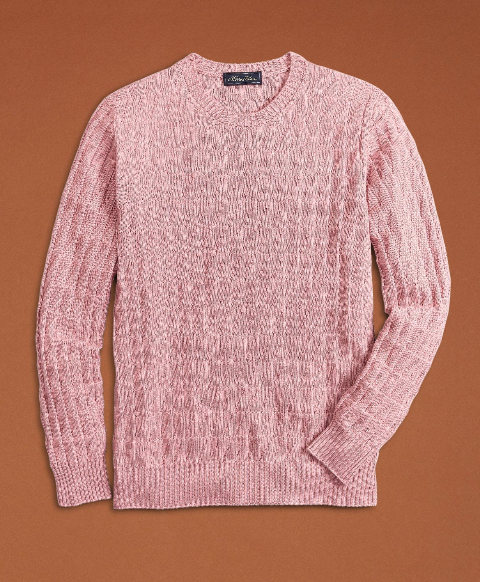 Golden Fleece® 3-D Knit Fine-Gauge Cashmere-Silk Textured Crewneck Sweater