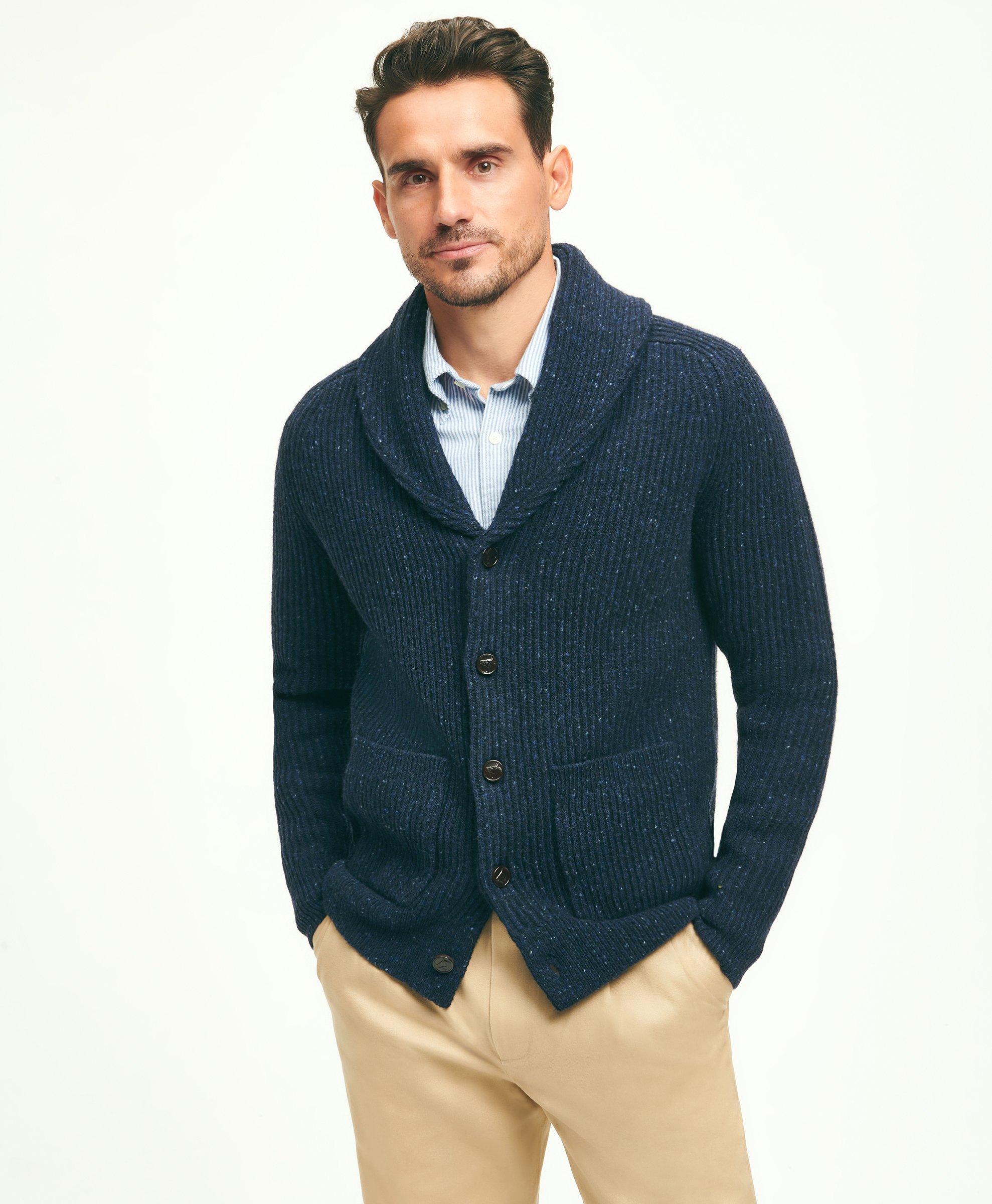 Cardigan with collared online shirt