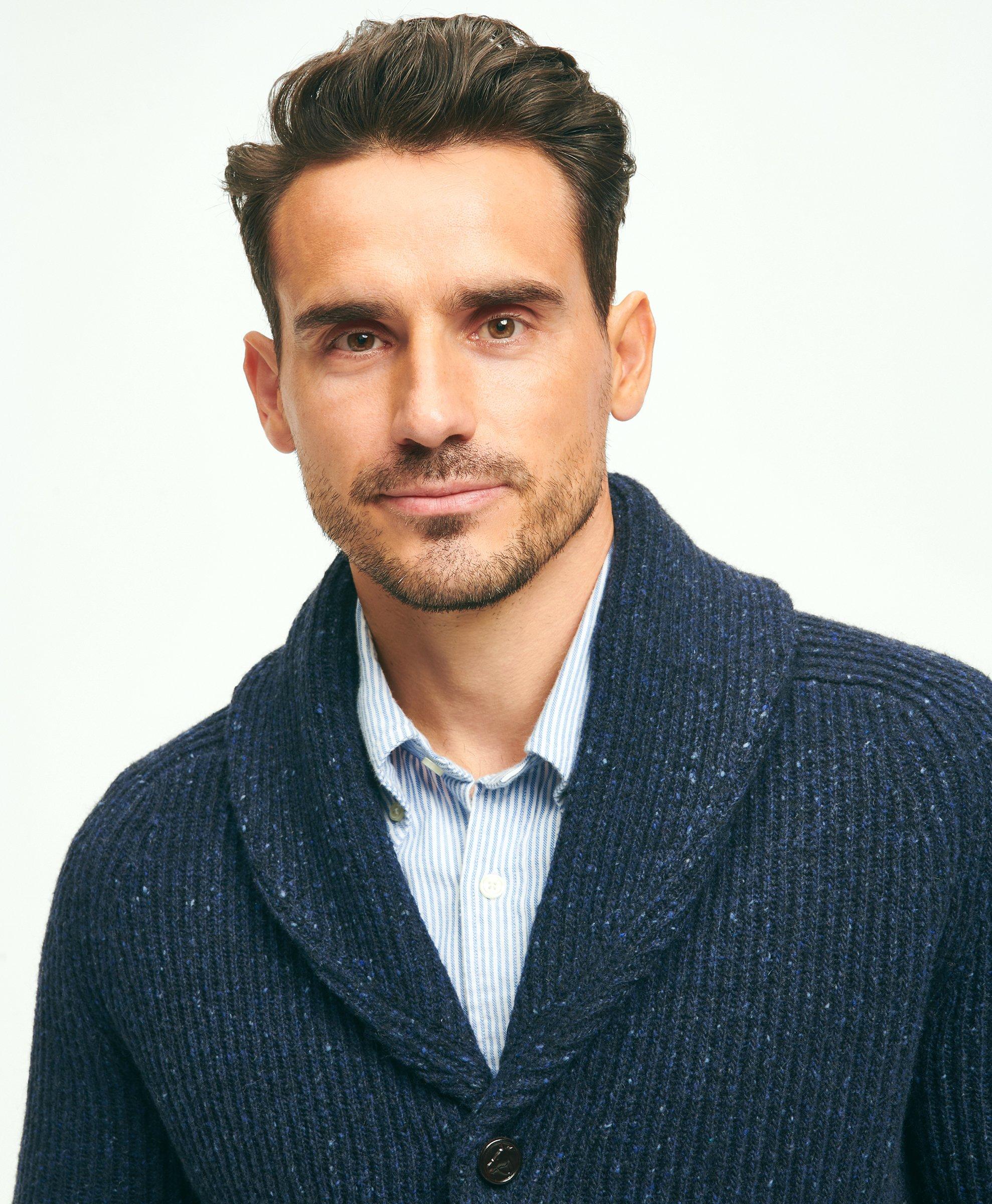 Proper Cloth Navy Merino and Cashmere Shawl Cardigan