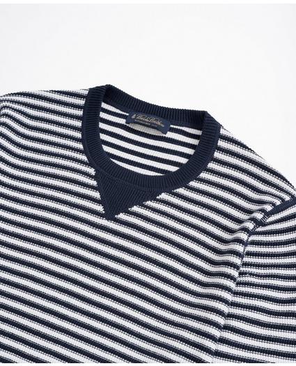 Striped Cotton Pique Crewneck Sweater, image 2