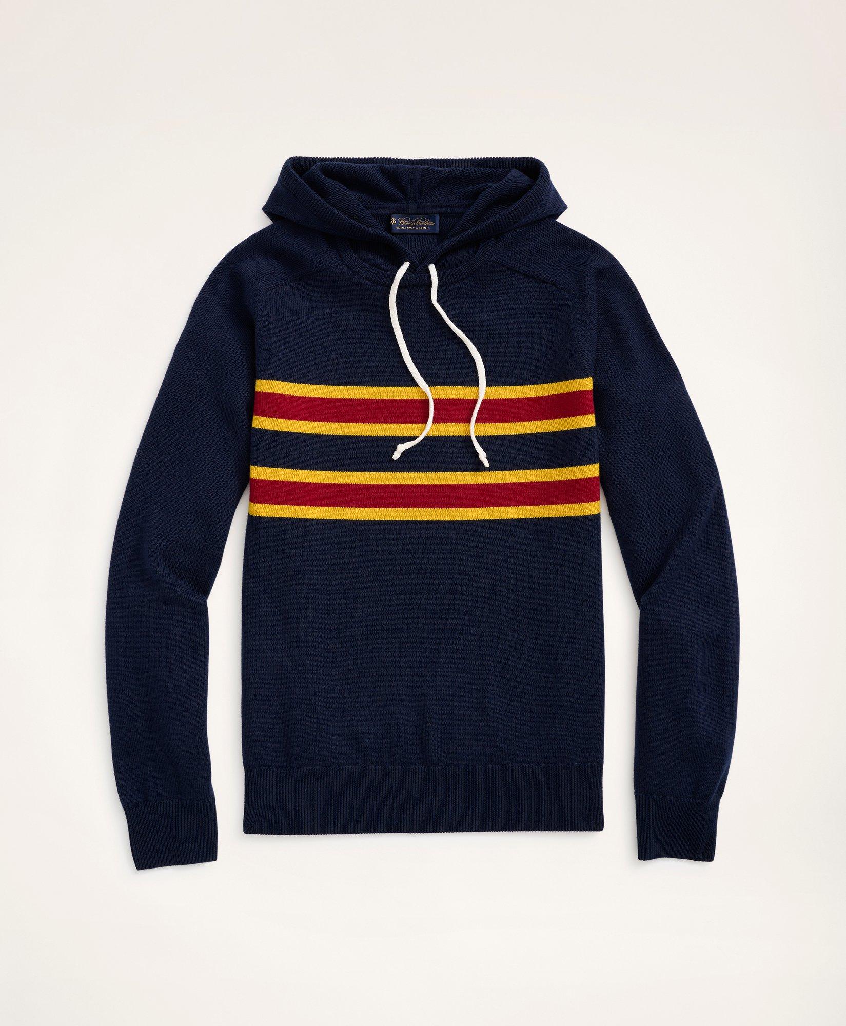 Striped hoodie sweater hot sale