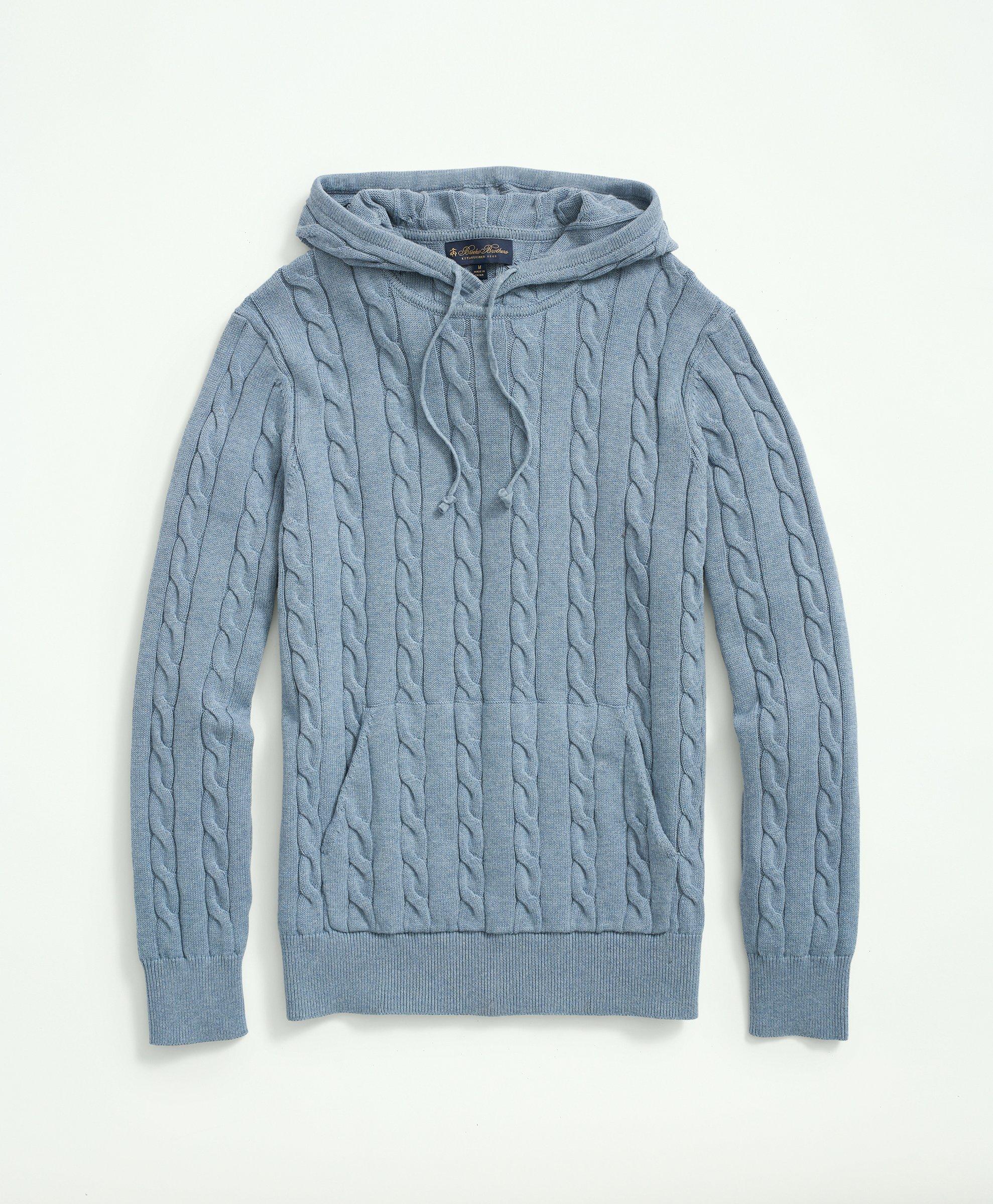 Cotton Cable Knit Hoodie Sweater