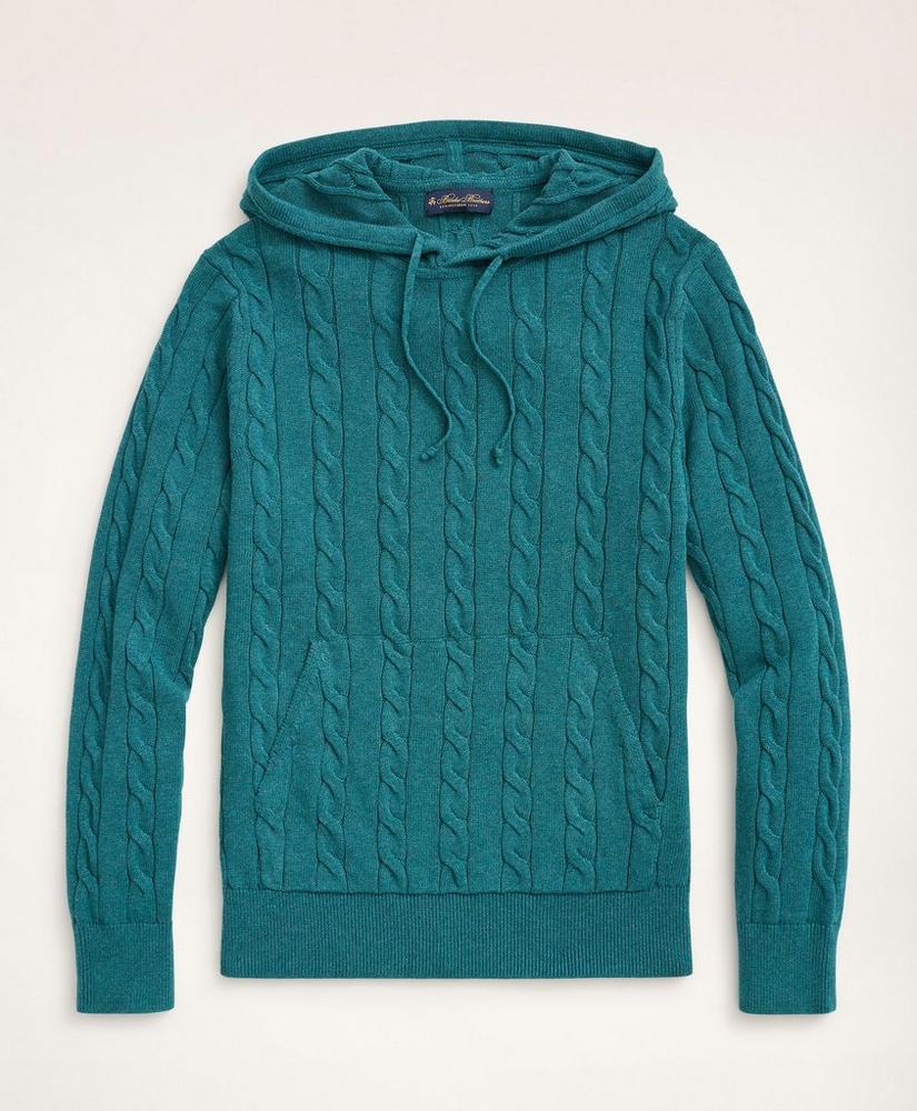 Cotton Cable Knit Hoodie Sweater, image 1