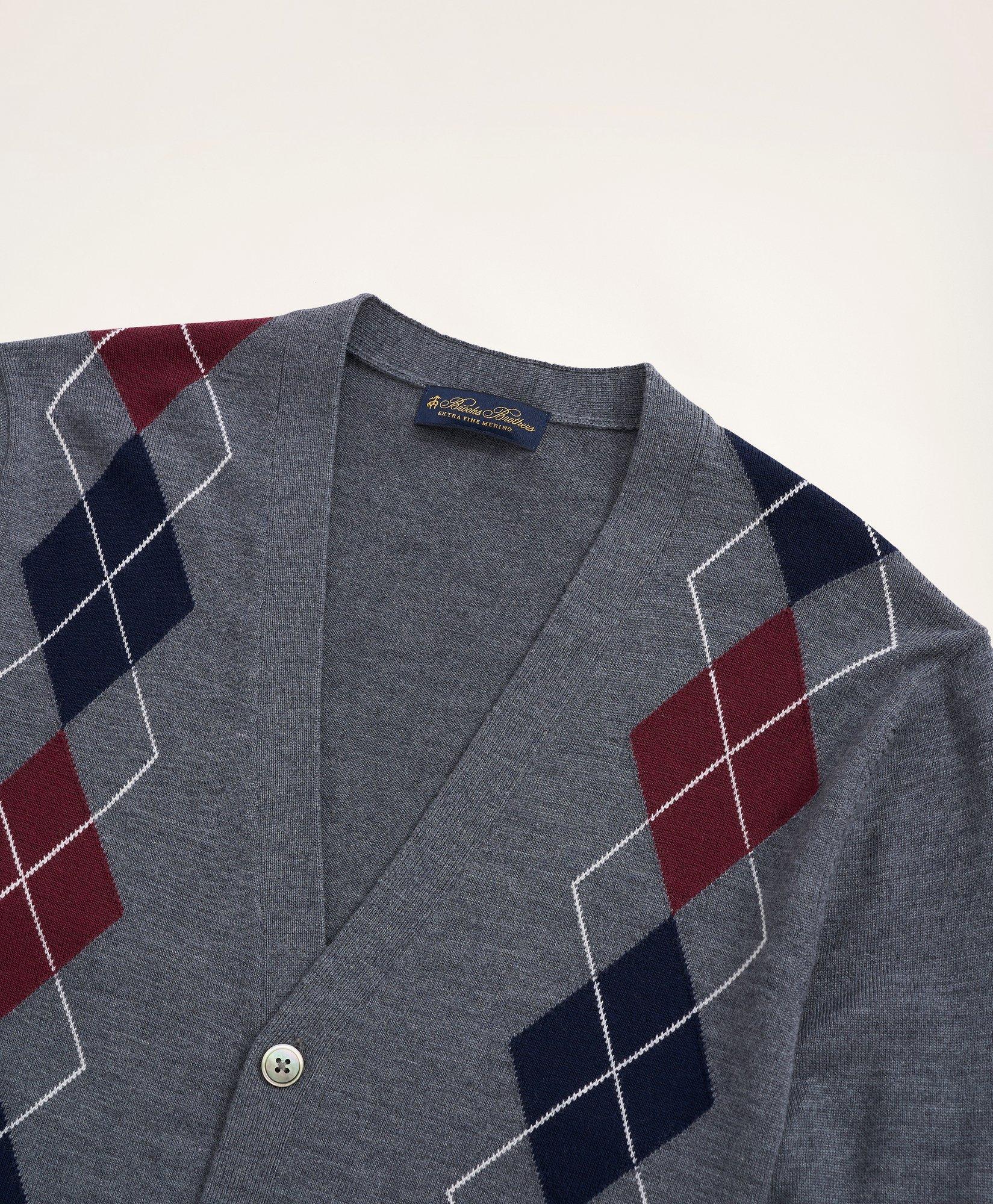 Argyle Wool Cardigan in Knight - Men