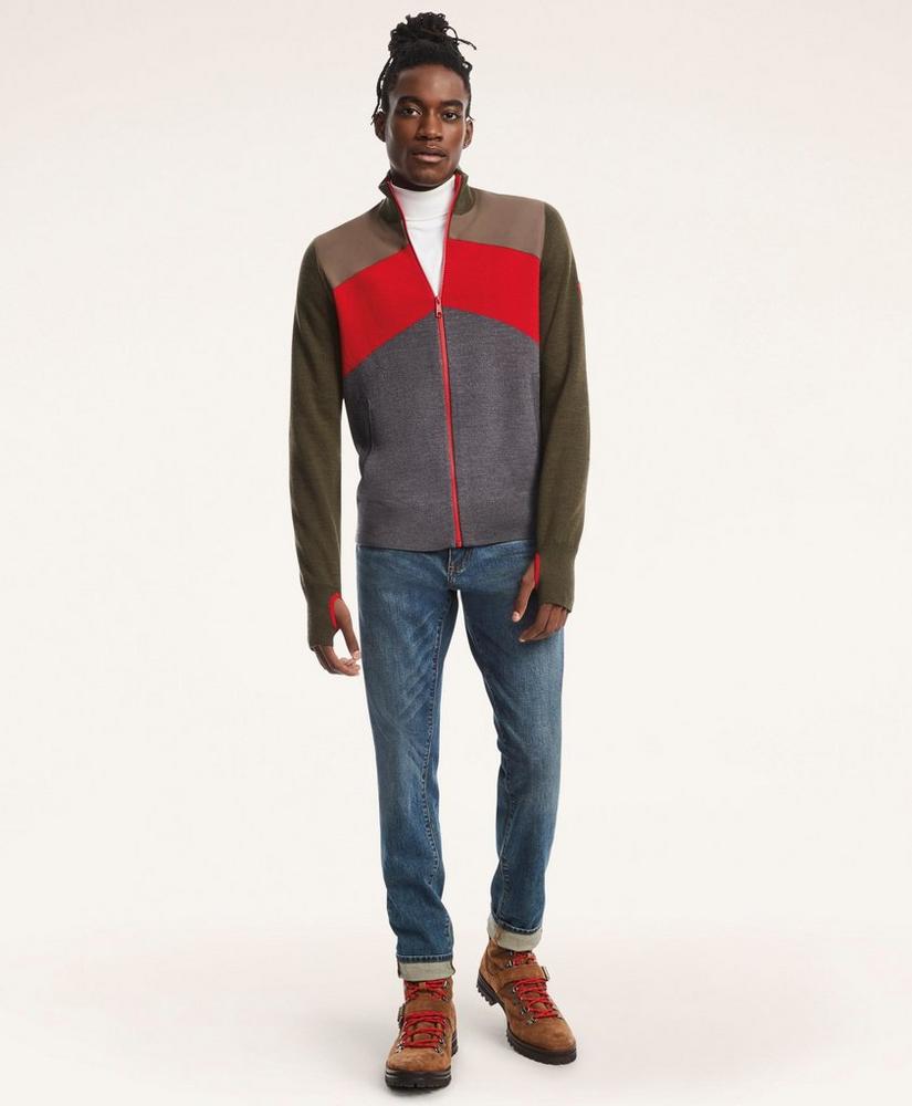 Brooks Brothers x SPYDER Color-Block Ski Full Zip Cardigan Sweater, image 1