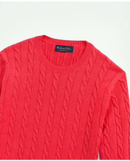 Supima® Cotton Cable Crewneck Sweater, image 2