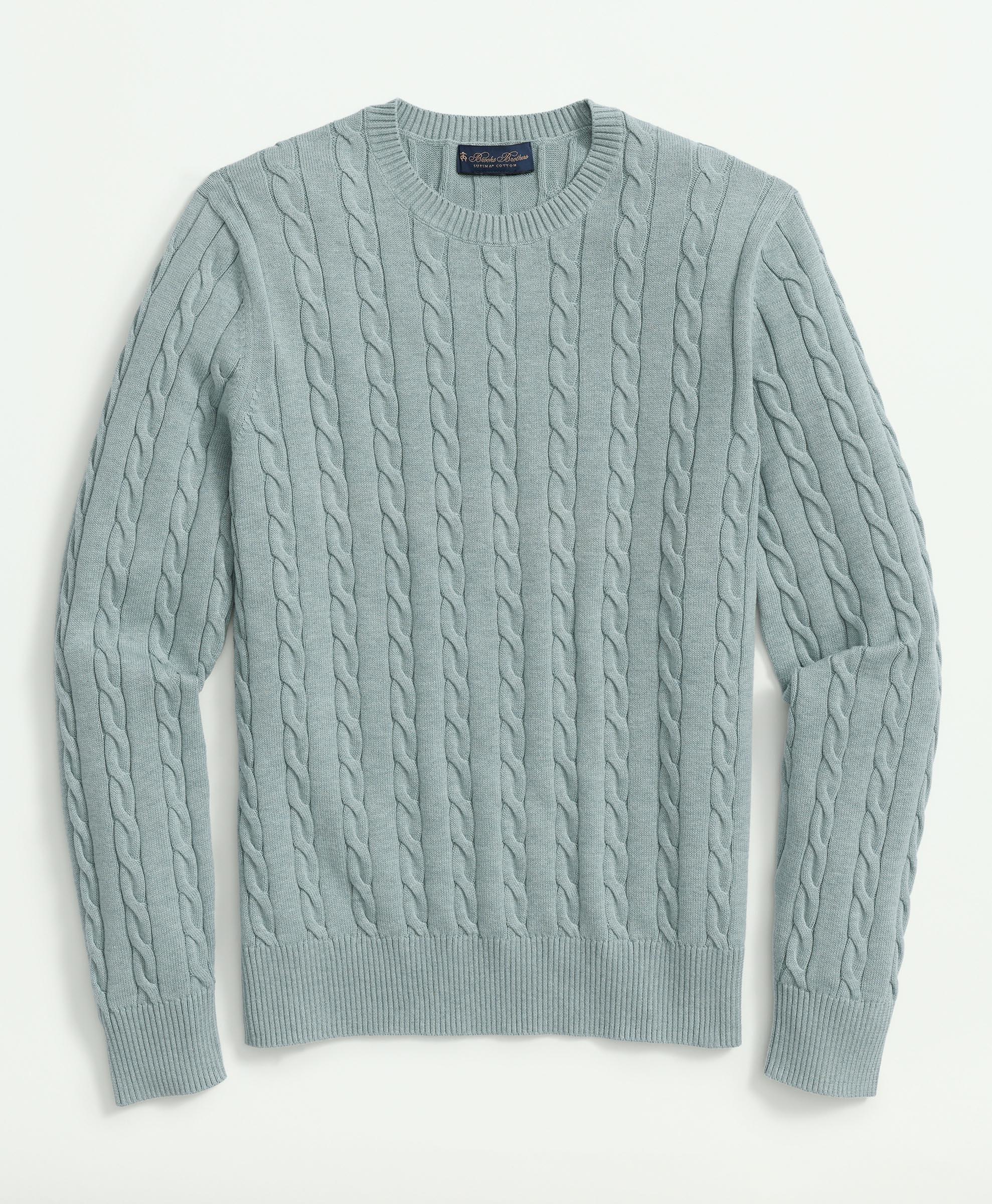 Supima® Cotton Cable Crewneck Sweater