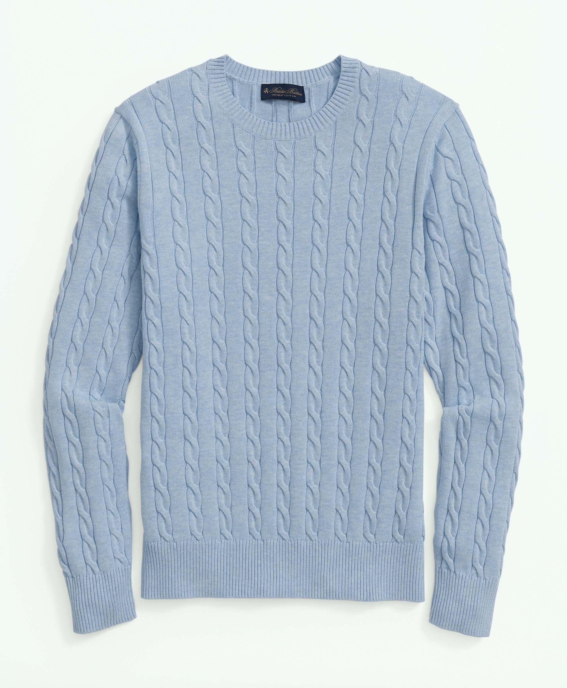 Supima® Cotton Cable Crewneck Sweater