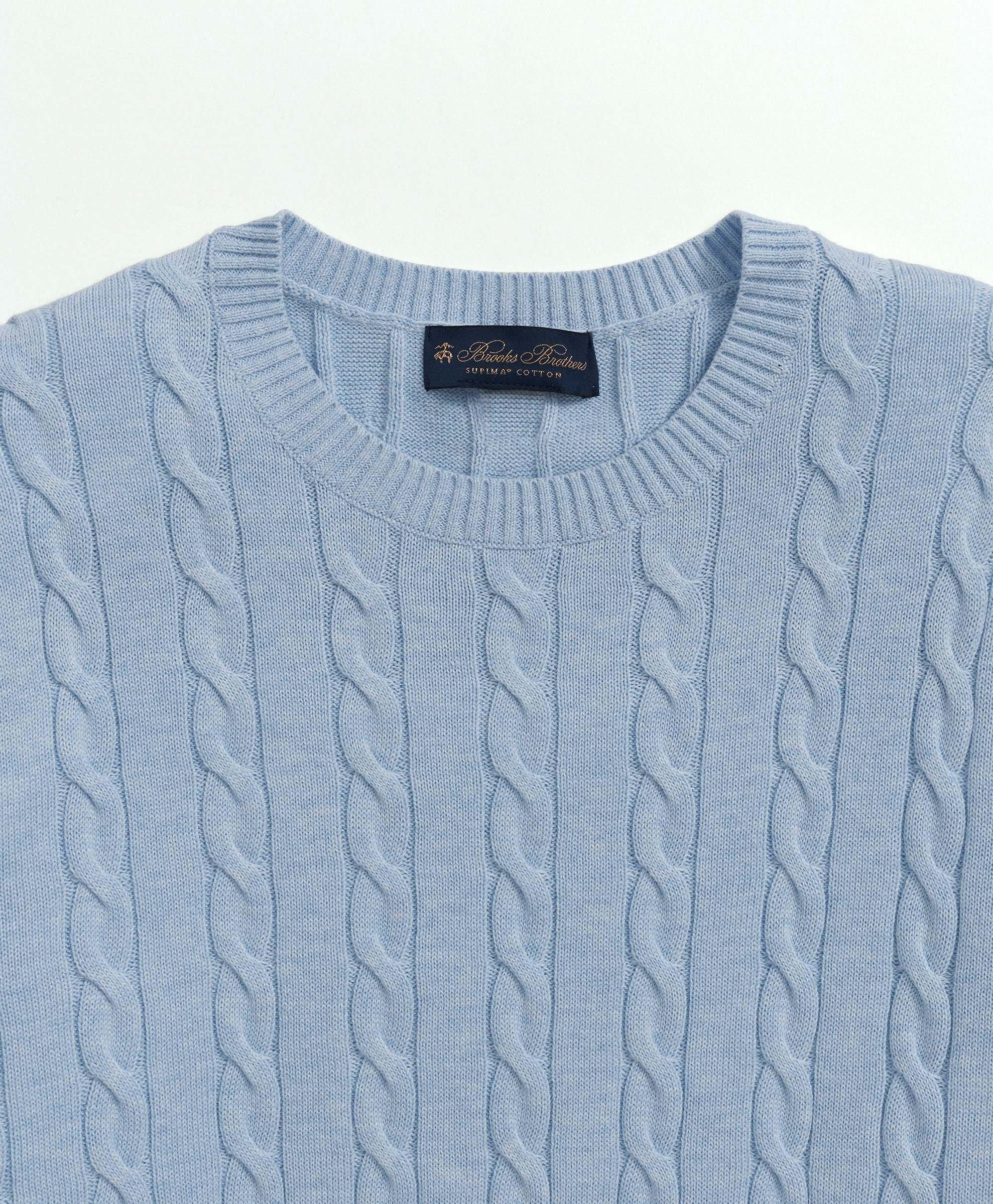 Supima® Cotton Cable Crewneck Sweater