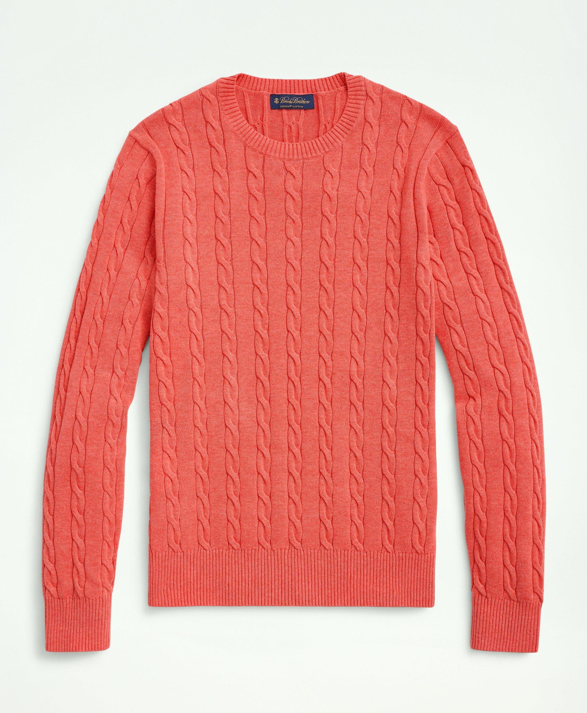 Supima® Cotton Cable Crewneck Sweater