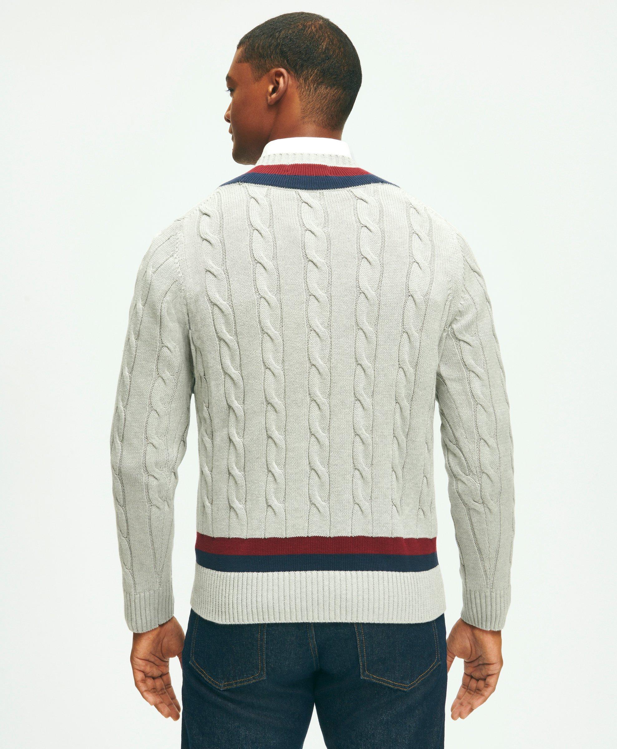 Vintage-Inspired Tennis V-Neck Sweater in Supima® Cotton