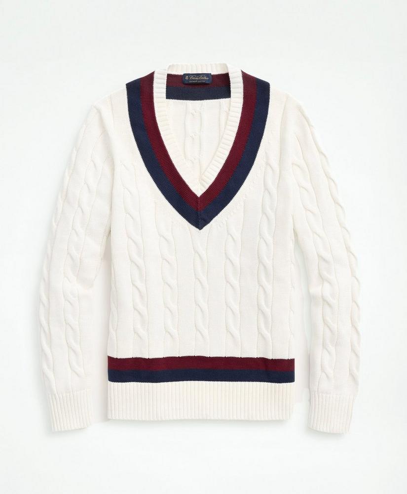 Cotton cable tennis sweater for men