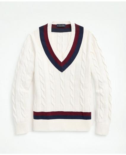 Supima® Cotton Cable Tennis Sweater, image 1