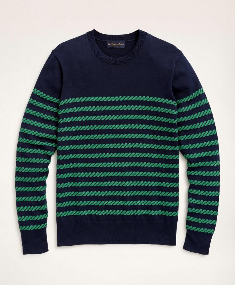 Cotton Jacquard Mariner Stripe Crewneck Sweater, image 1