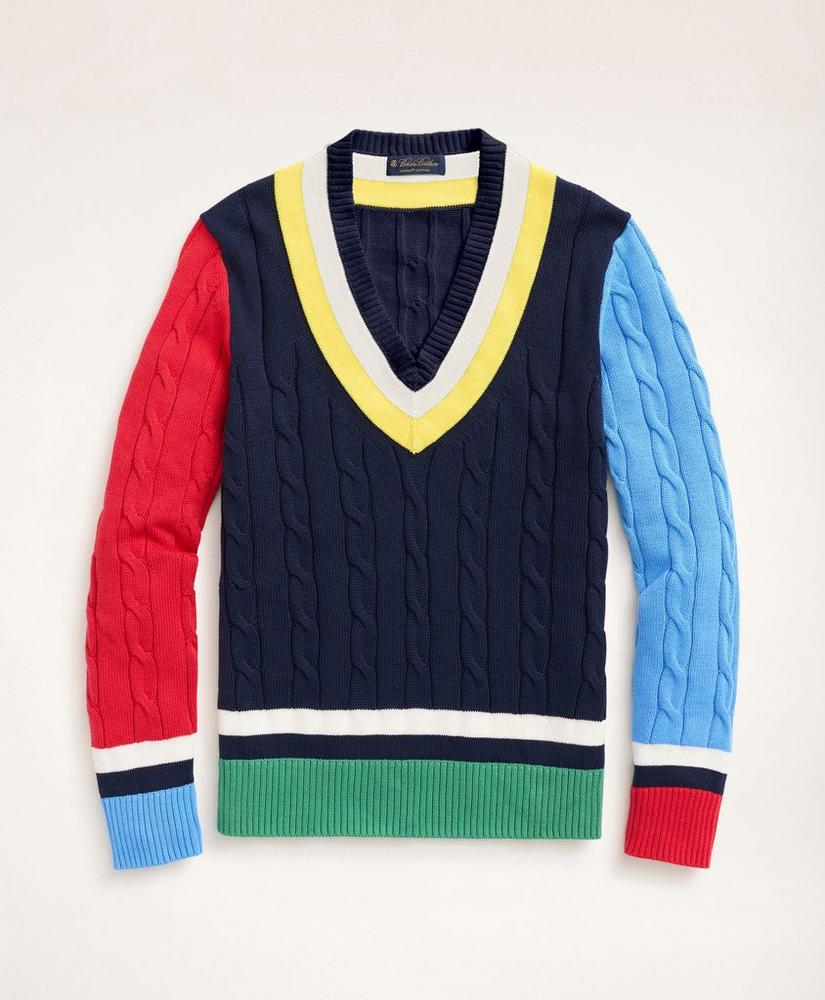 Supima® Cotton Cable Fun Tennis Sweater, image 1